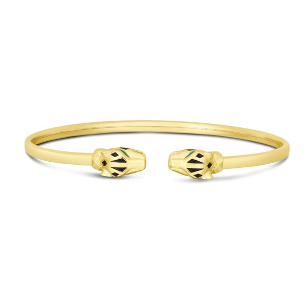 14k Yellow Gold Panther Bangle (3.00 mm) - alternate view 2