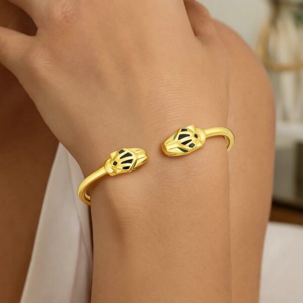 14k Yellow Gold Panther Bangle (3.00 mm) - alternate view 4