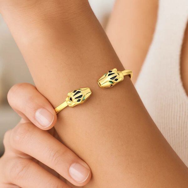 14k Yellow Gold Panther Bangle (3.00 mm) - alternate view 5