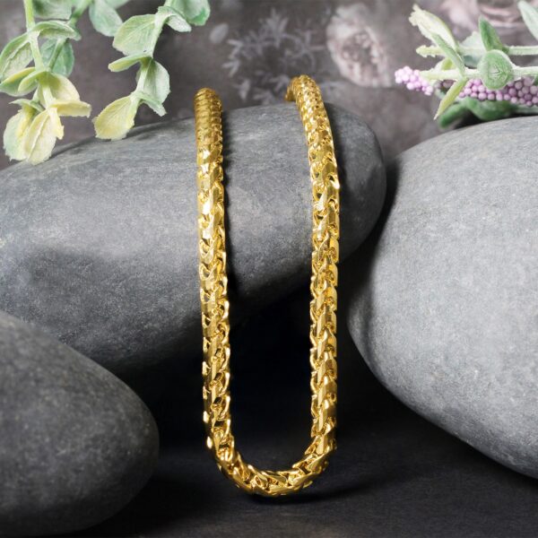 14k Yellow Solid Gold Diamond Cut Round Franco Chain (4.60 mm) - Yellow Gold - alternate view 2