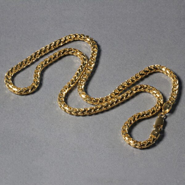 14k Yellow Solid Gold Diamond Cut Round Franco Chain (4.60 mm) - Yellow Gold - alternate view 3