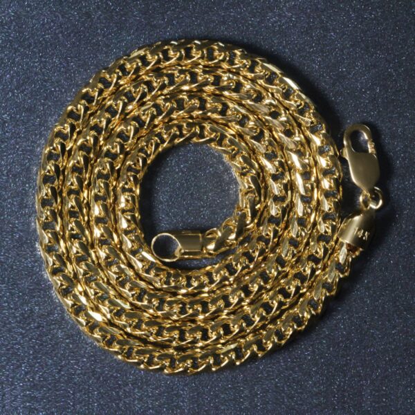 14k Yellow Solid Gold Diamond Cut Round Franco Chain (4.60 mm) - Yellow Gold - alternate view 4