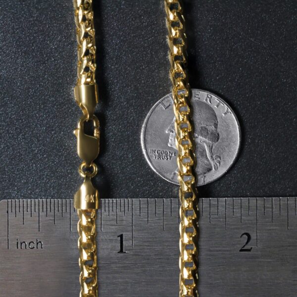 14k Yellow Solid Gold Diamond Cut Round Franco Chain (4.60 mm) - Yellow Gold - alternate view 5