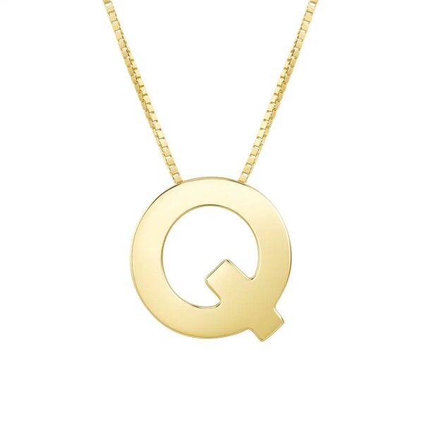 14K Yellow Gold Yours Truly Block Letter Initial Q Necklace - alternate view 2