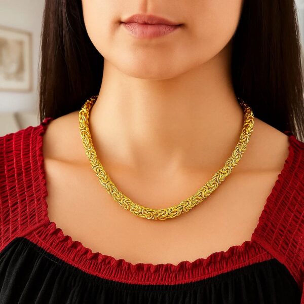 14k Yellow Gold Byzantine Design Stylish Necklace - alternate view 4
