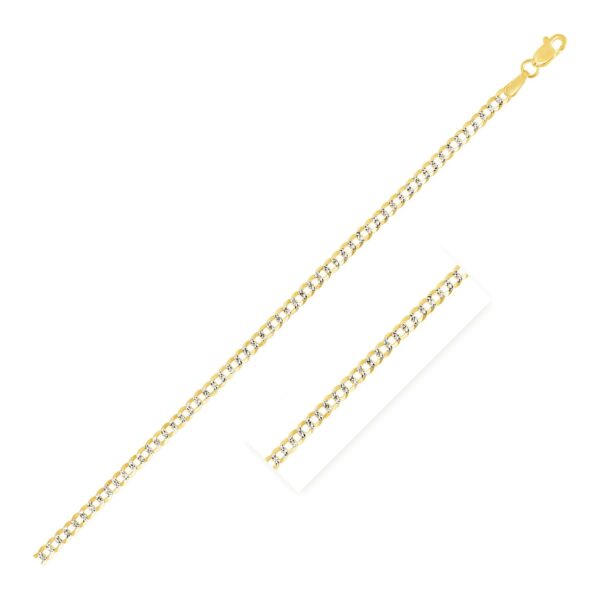 14k Two Tone Gold Pave Curb Chain (2.60 mm) - Two-Tone Gold