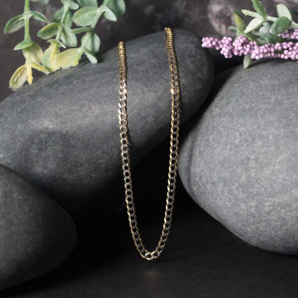 14k Two Tone Gold Pave Curb Chain (2.60 mm) - Two-Tone Gold - alternate view 4