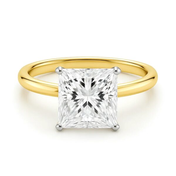 5 Carat Princess Lab Grown IGI G/VS1 Diamond Solitaire Ring in 14K Yellow Gold - alternate view 3