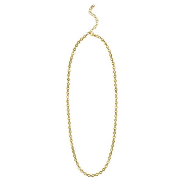 Two Tone Beaded Chain Necklace in 14K Gold - Tri-Color Gold - alternate view 2