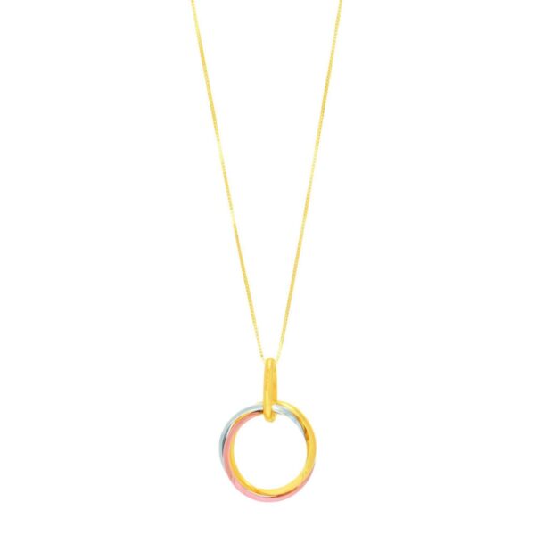 14k Tri-Color Gold Open Interlaced Ring Pendant - alternate view 2