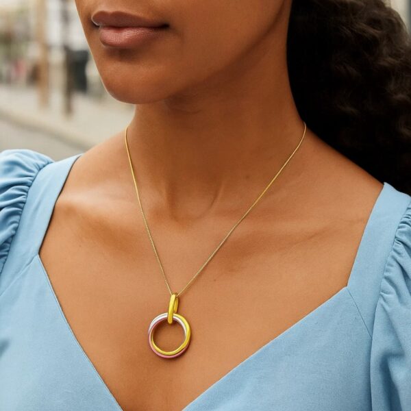 14k Tri-Color Gold Open Interlaced Ring Pendant - alternate view 3