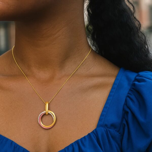 14k Tri-Color Gold Open Interlaced Ring Pendant - alternate view 4
