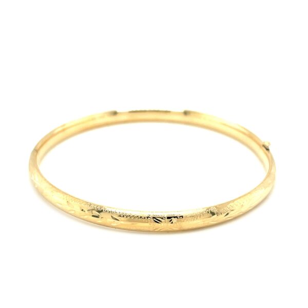 10k Yellow Gold Botanical Pattern Florentine Bangle (5.00 mm) - alternate view 2