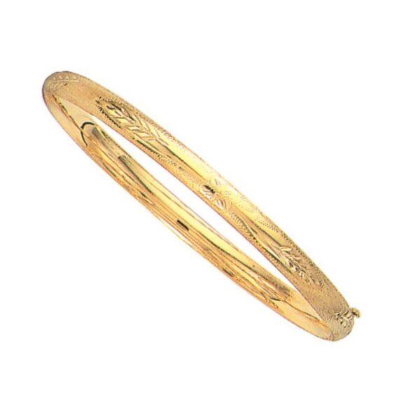 10k Yellow Gold Botanical Pattern Florentine Bangle (5.00 mm) - alternate view 3