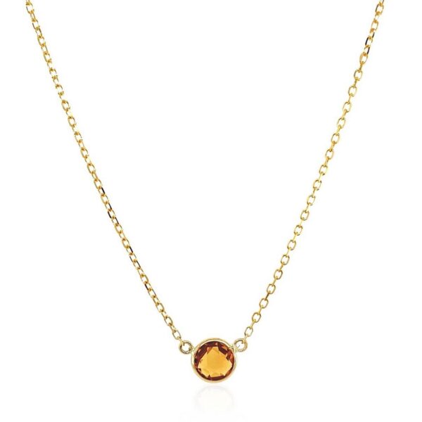 14k Yellow Gold 17 inch Necklace with Round Citrine - alternate view 2