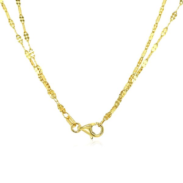 14k Yellow Gold Double Strand Chain with Puffed Heart Lariat Necklace - alternate view 3