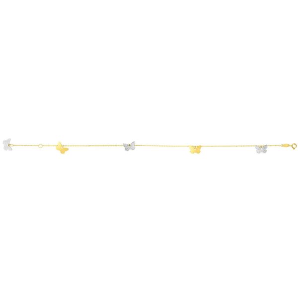 14k Two Tone Gold Anklet with Butterflies - Two-Tone Gold - alternate view 2