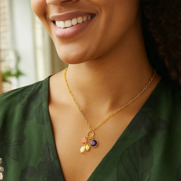 Sterling Silver Rhodium Plated Cubic Zirconia Charm Necklace - alternate view 4