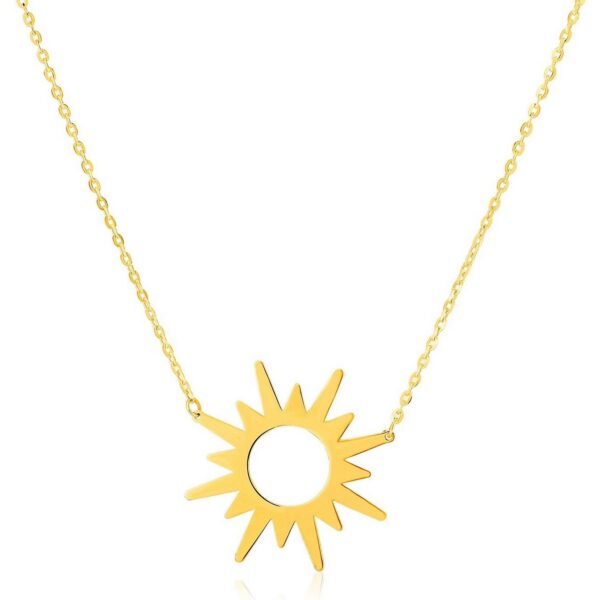 14K Yellow Gold Sunburst Necklace - alternate view 2