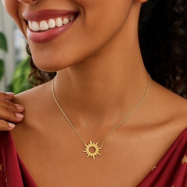 14K Yellow Gold Sunburst Necklace - alternate view 5