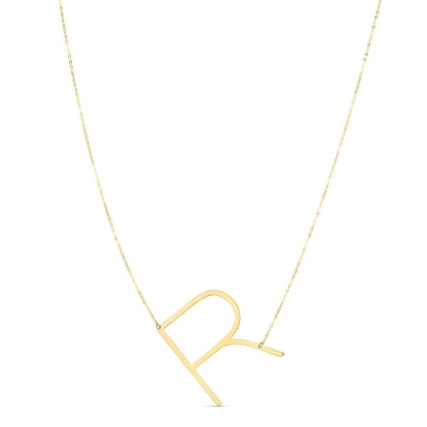 14K Yellow Gold Yours Truly Large Initial R Necklace