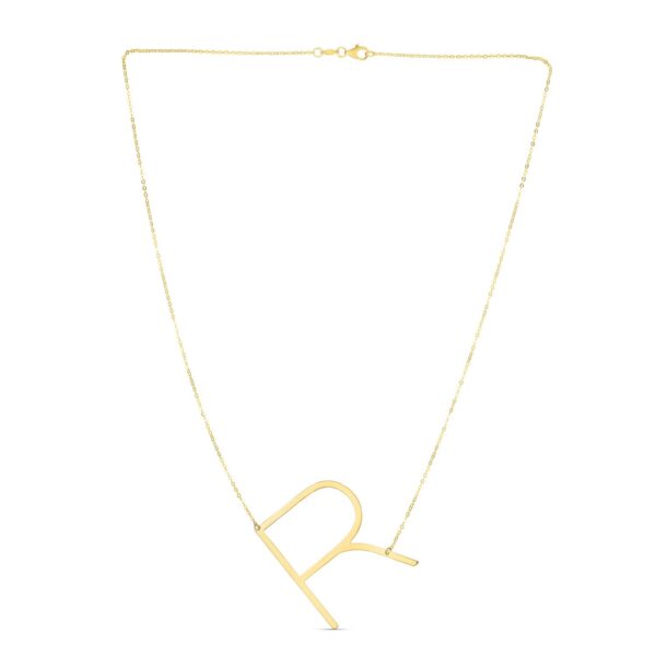 14K Yellow Gold Yours Truly Large Initial R Necklace - alternate view 2