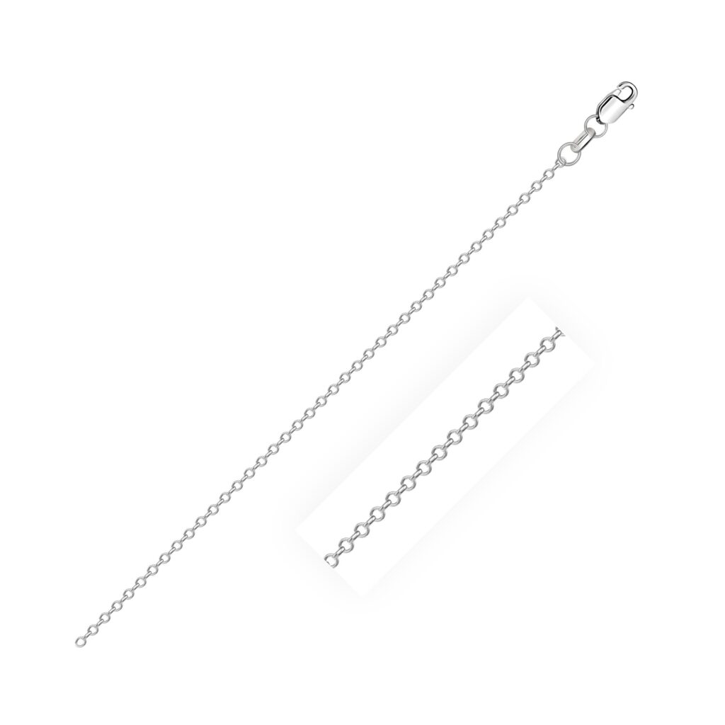 10k White Diamond Cut Cable Link Chain (0.87 mm) - White Gold
