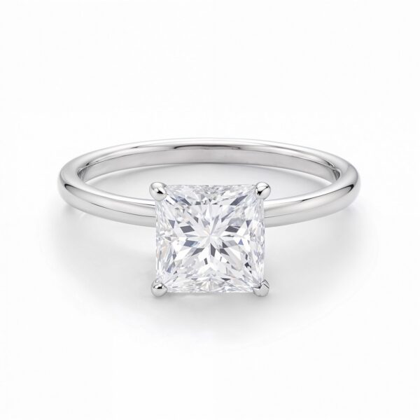 1.50Ct Princess Lab Grown IGI G/VS1 Diamond Ring in 14K White Gold - alternate view 3