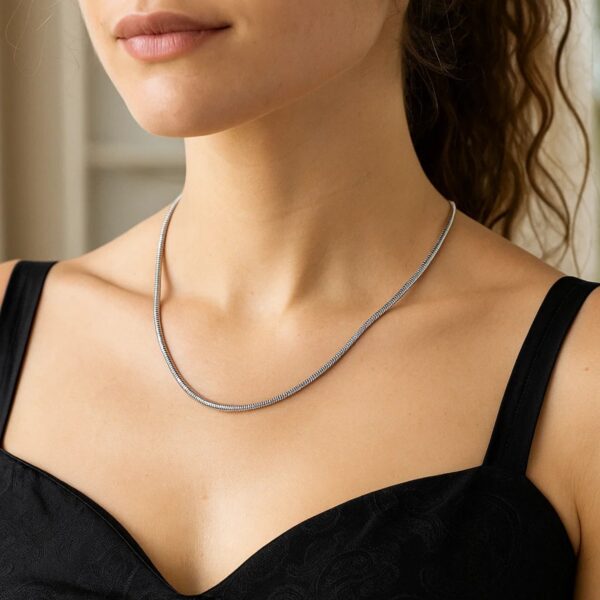 Sterling Silver Rhodium Plated Octagonal Snake Chain (3.00 mm) - alternate view 5