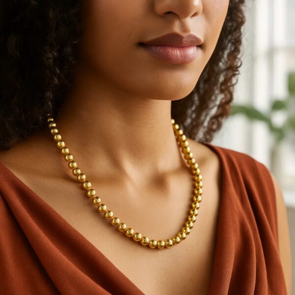 14k Yellow Gold Bead Chain (8mm) - alternate view 3