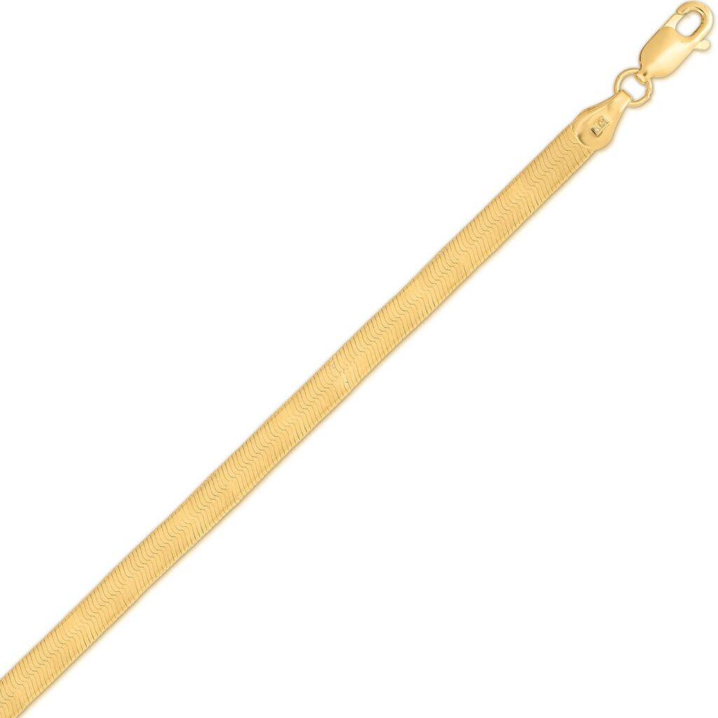 Sterling Silver Yellow Gold Plated Imperial Herringbone Chain (4.20 mm)