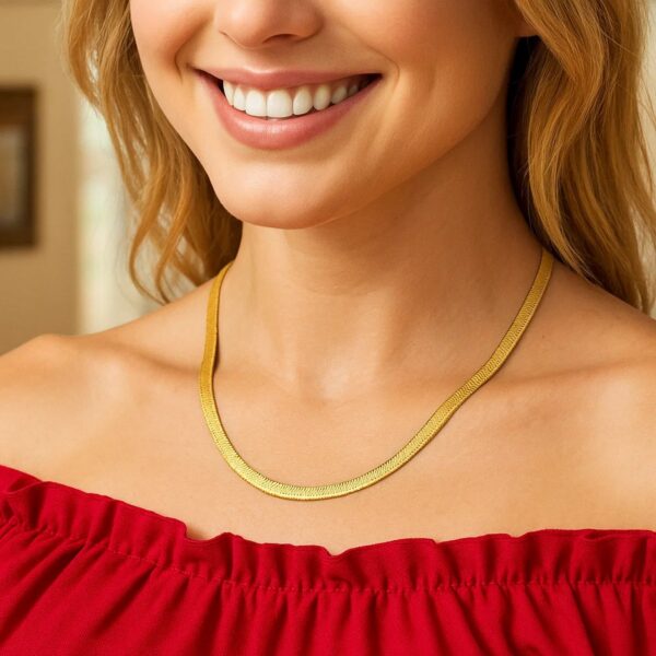 Sterling Silver Yellow Gold Plated Imperial Herringbone Chain (4.20 mm) - alternate view 5