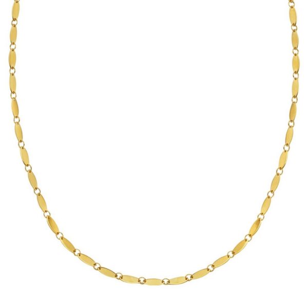 14K Yellow Gold Flat Pebble Link Necklace (2.50 mm) - alternate view 2
