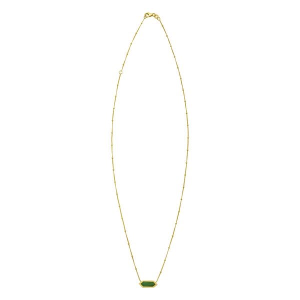 14K Yellow Gold Hexagon Malachite Pendant Necklace