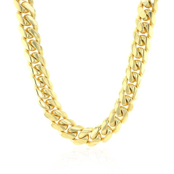 14k Yellow Gold Classic Miami Cuban Solid Chain (9.20 mm) - alternate view 2