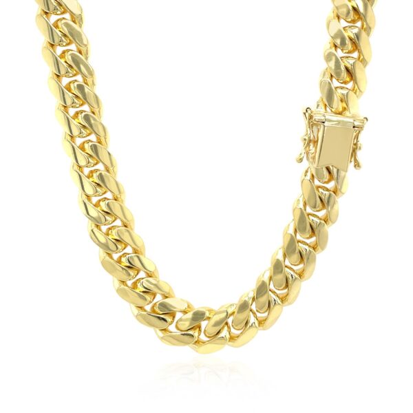 14k Yellow Gold Classic Miami Cuban Solid Chain (9.20 mm) - alternate view 3