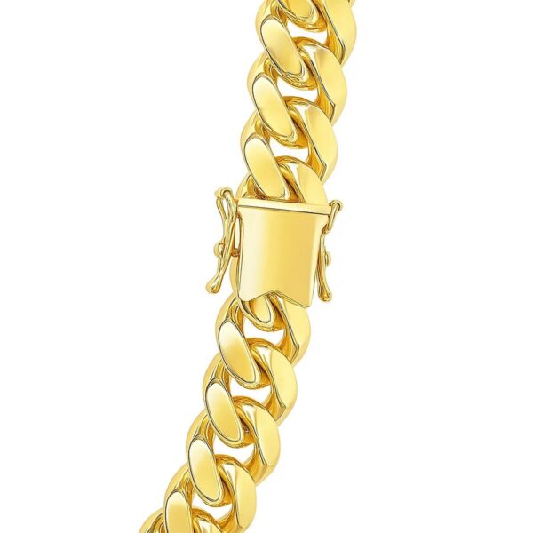 14k Yellow Gold Classic Miami Cuban Solid Chain (9.20 mm) - alternate view 4