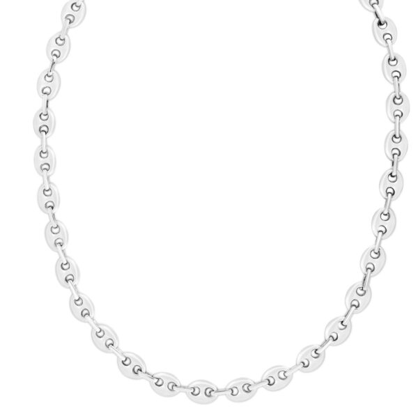 Sterling Silver Rhodium Plated Lite Puffed Mariner Chain (7.80 mm) - alternate view 3