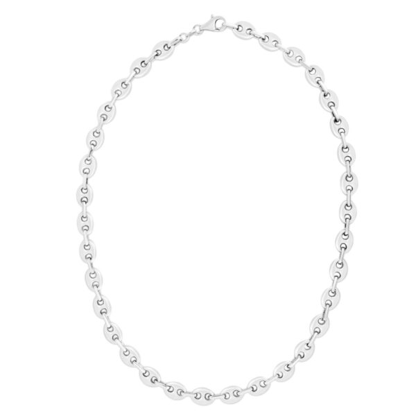 Sterling Silver Rhodium Plated Lite Puffed Mariner Chain (7.80 mm) - alternate view 4