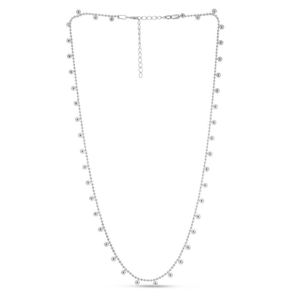 Sterling Silver Rhodium Plated Bead Necklace - alternate view 2