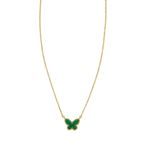 14K Yellow Gold Primavera Malachite Butterfly Necklace - alternate view 2