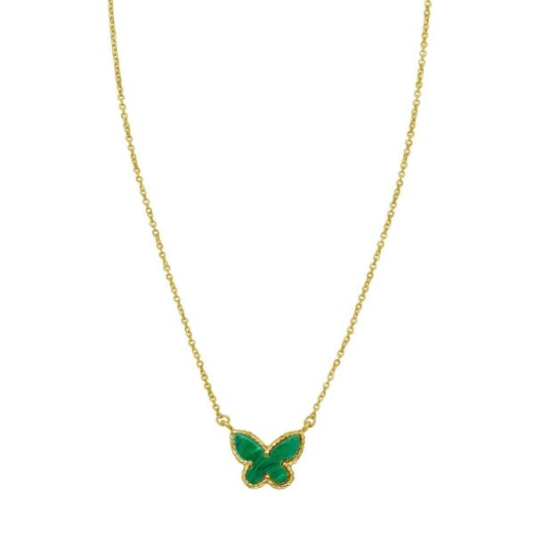 14K Yellow Gold Primavera Malachite Butterfly Necklace - alternate view 3