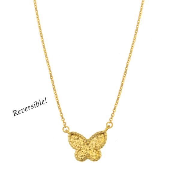 14K Yellow Gold Primavera Malachite Butterfly Necklace - alternate view 4