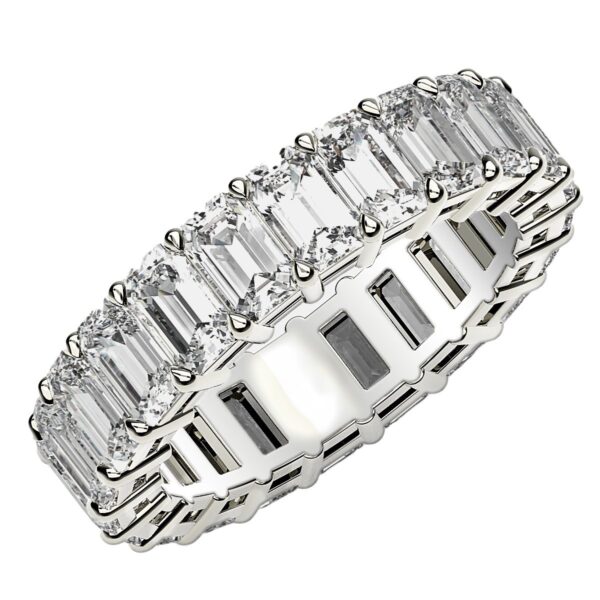 Emerald Cut Lab Grown Diamond Eternity Ring in 14k White Gold (6 cttw FG/VS2) - F-G