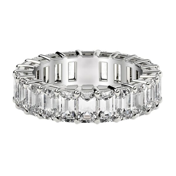 Emerald Cut Lab Grown Diamond Eternity Ring in 14k White Gold (6 cttw FG/VS2) - F-G - alternate view 2