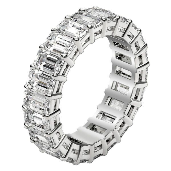 Emerald Cut Lab Grown Diamond Eternity Ring in 14k White Gold (6 cttw FG/VS2) - F-G - alternate view 4