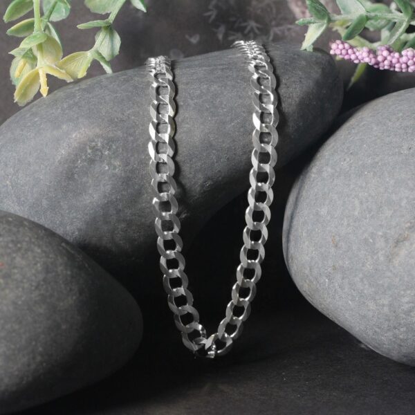 Rhodium Plated Sterling Silver Curb Style Chain (5.50 mm) - alternate view 4