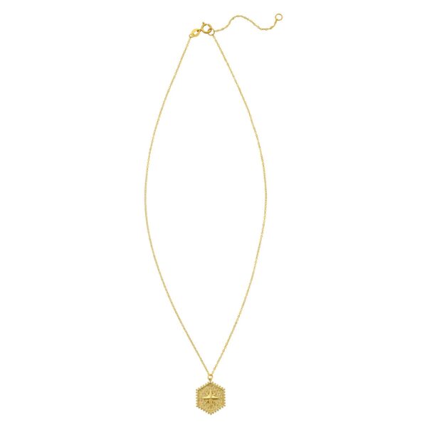 14K Yellow Gold North Star Hexagon Necklace - alternate view 2