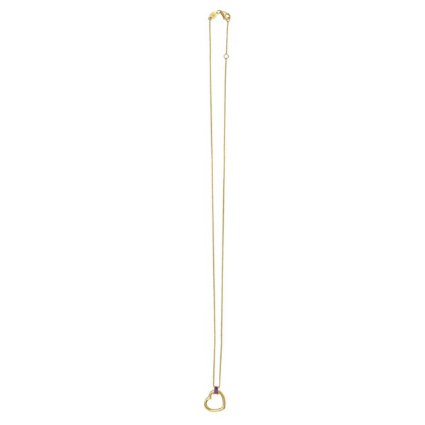 Amethyst Baguette Heart Necklace in 14K Yellow Gold - alternate view 2