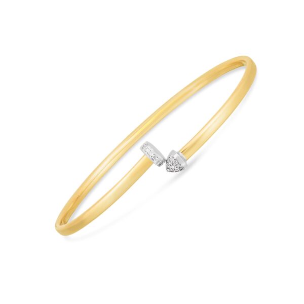 14k Two Tone Gold Diamond Hardware Bangle (3.00 mm) - Two-Tone Gold, J